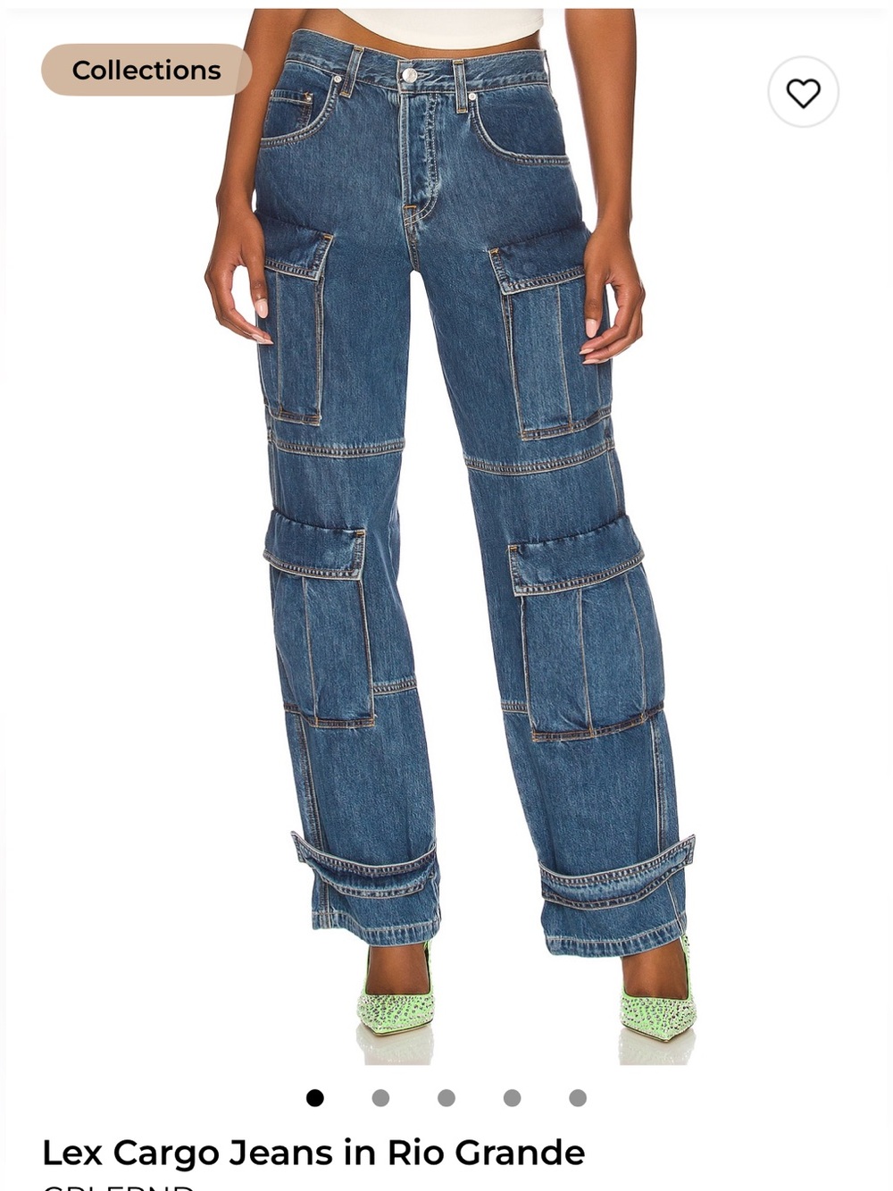 GRLFRND Lex Cargo Straight-Leg Jeans in Rio Grande Blue